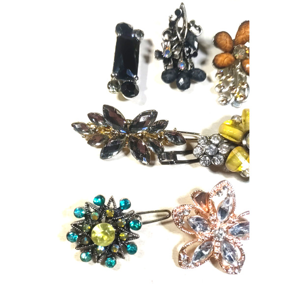 Hair Clip Barrettes Lot Of 7 Assorted Colors Metal Rhinestone Small - Picture 5 of 8